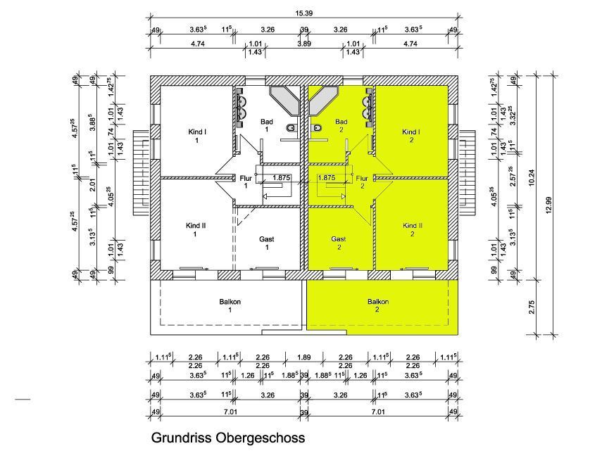Obergeschoss Haus 2 Doppelhaush�lfte Wiesmoor