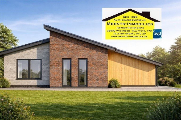 Ansicht Wiesmoor Einfamilienhaus NEUBAU: Ebenerdiges Einfamilienhaus im Neubaugebiet Auf dem Lindenkamp