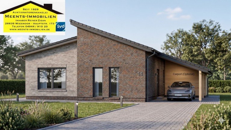 Ansicht Wiesmoor Einfamilienhaus NEUBAU: Ebenerdiges Einfamilienhaus im Neubaugebiet Auf dem Lindenkamp