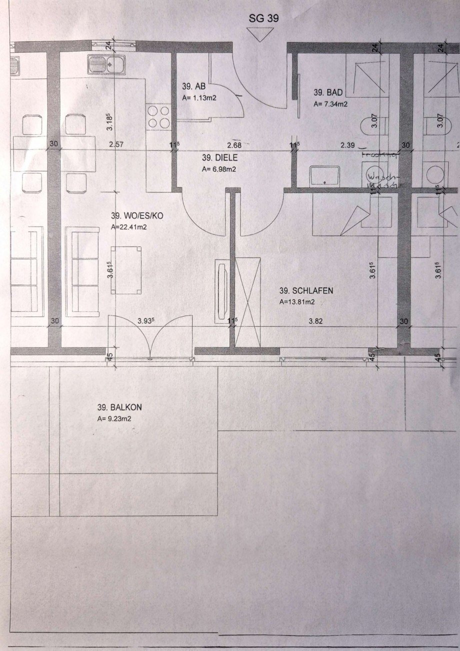 Grundrisszeichnung Dachgeschosswohnung Wiesmoor