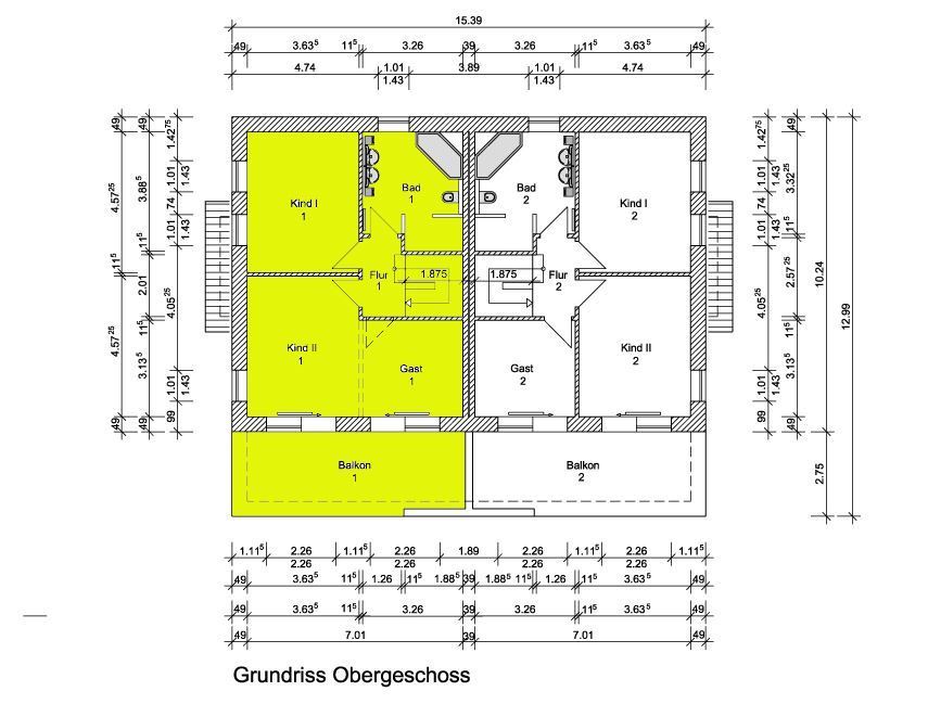 Obergeschoss Haus 1 Doppelhaush�lfte Wiesmoor