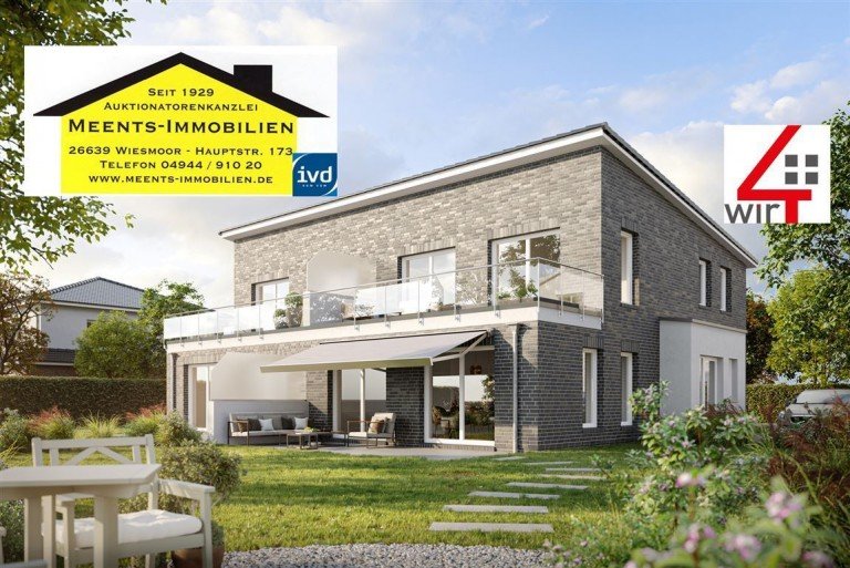 Hauptansicht Wiesmoor Doppelhaush�lfte Neubauprojekt Auf dem Lindenkamp 5 - nicht allt�gliche Haush�lfte (ebenerdig Wohnen m�glich).