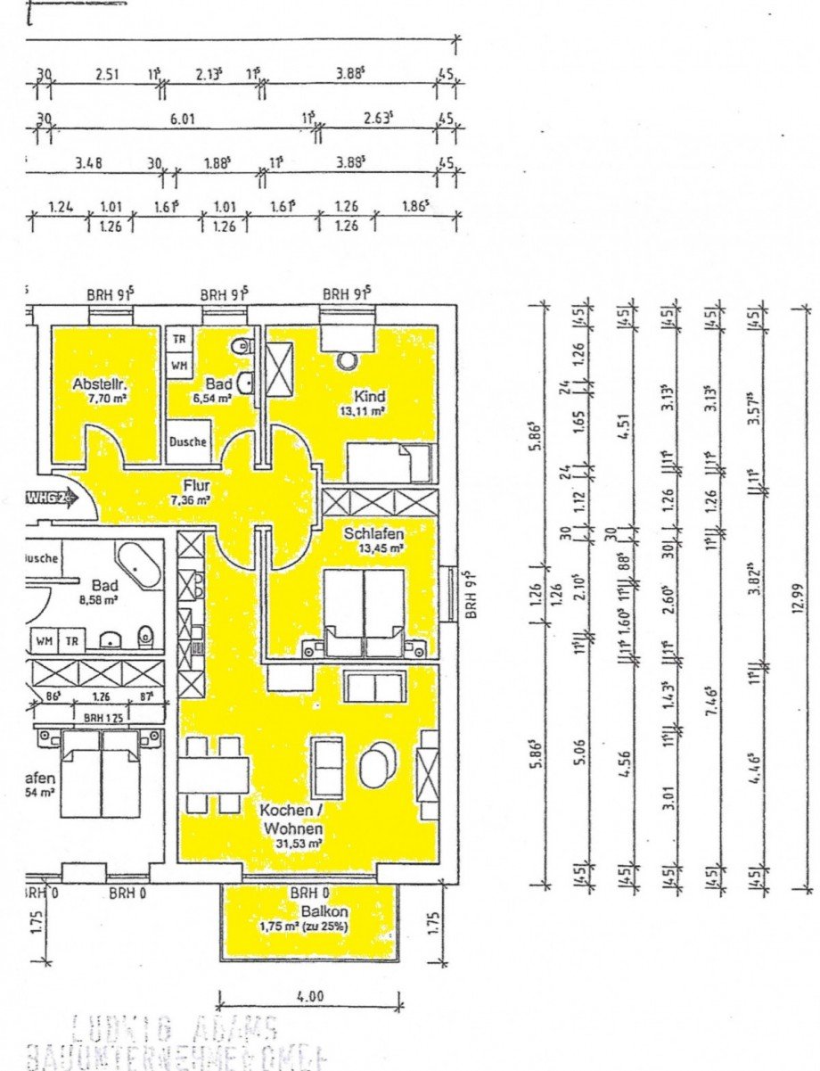 Grundriss 1. OG Etagenwohnung Wiesmoor